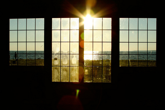 sunset through windows