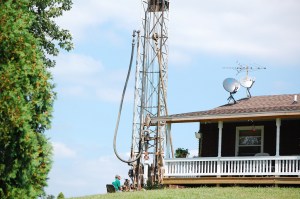 Installation of the geothermal system. Credit: JeffreyW